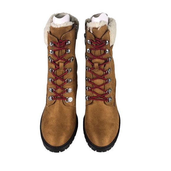 NINE WEST PEER Sherpa Cuff Block Heel Boots - Picture 3 of 11